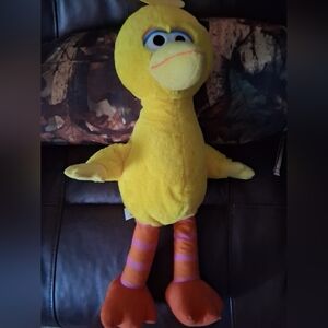 Sesame Street Big Bird Yellow Plush with Orange Feet and Striped Legs